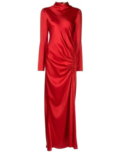LAPOINTE Ruched-detail Satin Gown - Red