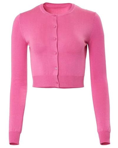 Carolina Herrera Cropped Long Sleeve Cardigan - Pink