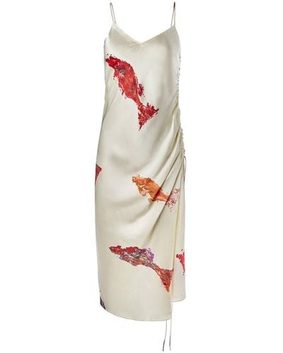 Alejandra Alonso Rojas Fish Print Slip Dress - White