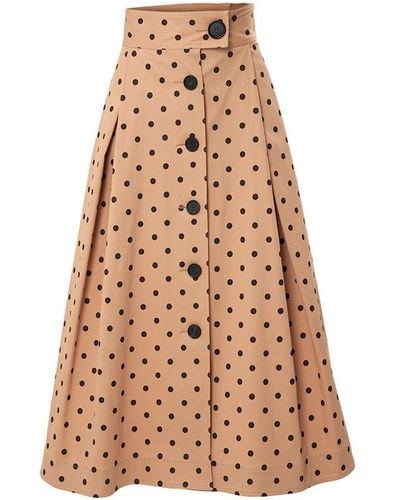 Carolina Herrera Polka Dot Midi Skirt - Natural