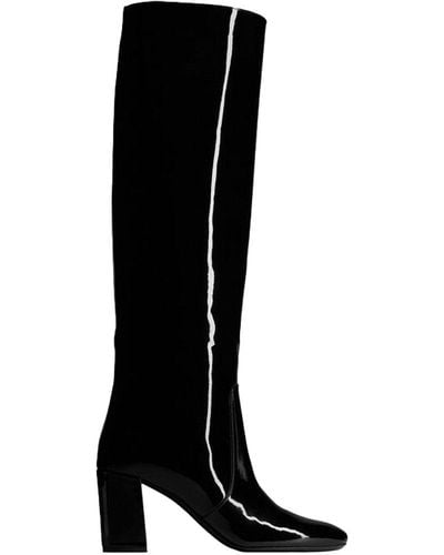 Saint Laurent Who Patent Boots - Black
