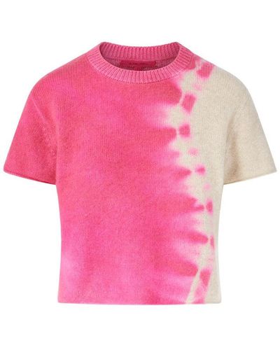 The Elder Statesman Snake Knit Tee - Pink