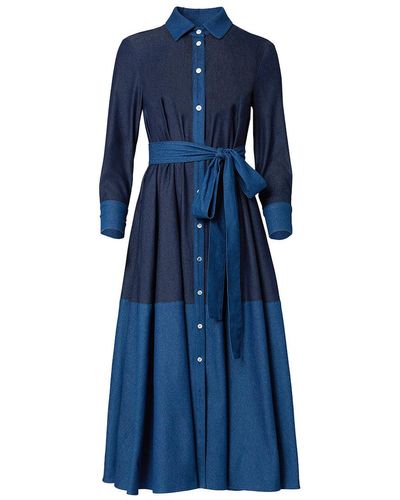 Carolina Herrera Seamed Stretch-denim Midi Shirt Dress - Blue