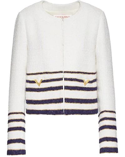 Valentino Tweed Striped Jacket - White