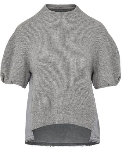 Sacai Knit Denim Combination Top - Gray