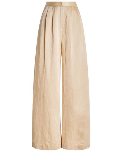 Adam Lippes Pleated Satin Pants - White