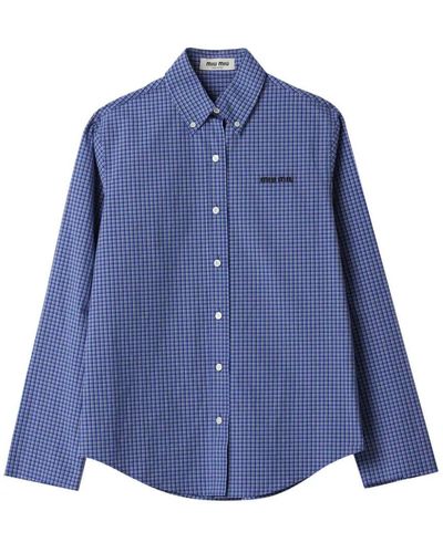 Miu Miu Check Cotton Shirt - Blue