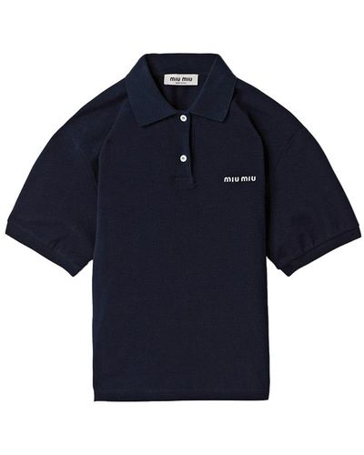Miu Miu Cotton Piqué Polo Shirt - Blue
