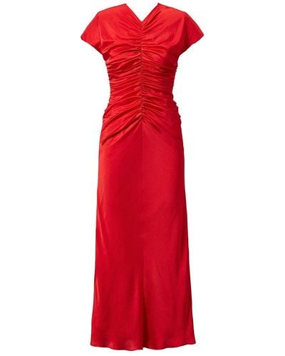 TOVE Aubree Ruched Midi Dress - Red