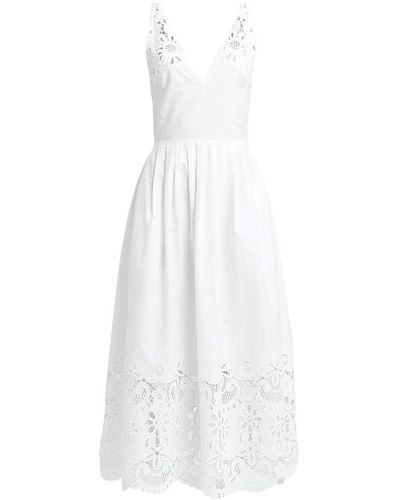 Valentino Floral Laser-cut Midi Dress - White