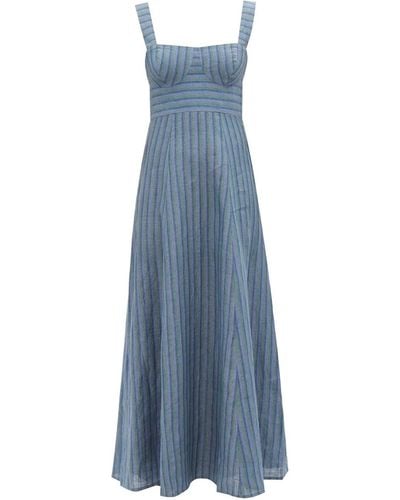 Emporio Sirenuse Azzura 70's Striped Open-back Dress - Blue