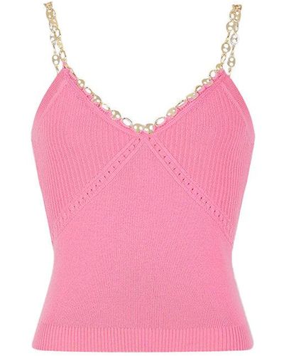 Rabanne Knit Wool Chain Tank Top - Pink