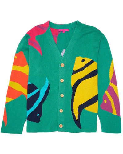 The Elder Statesman Fishtank Cardigan - Blue