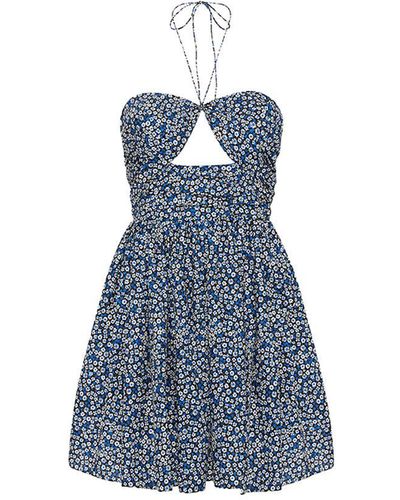 Matteau Bandeau Ruched Mini Dress - Blue
