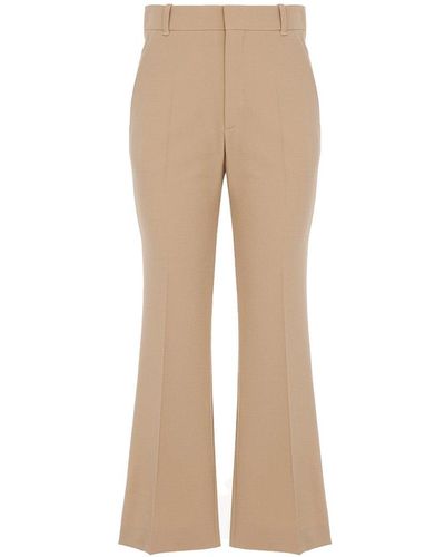 Chloé Cropped Flare Trousers - Natural