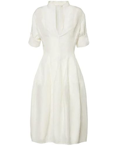 Bottega Veneta Flared Long-sleeve Midi Dress - White
