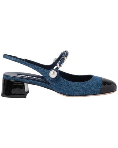 Miu Miu Denim Slingback Court Shoes - Blue