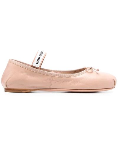 Miu Miu Women Leather Ballerina Shoes - Pink