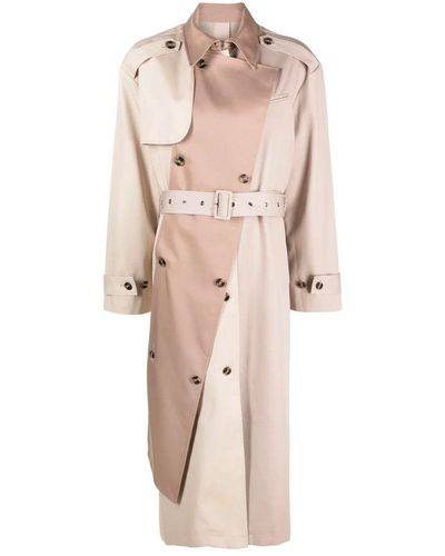 ROKH Double-breasted Panelled Trench Coat - Natural