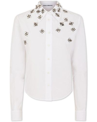 Rabanne Crystal Poplin Shirt - White