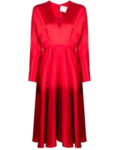 Alejandra Alonso Rojas Dip-dyed Silk Midi Dress - Red