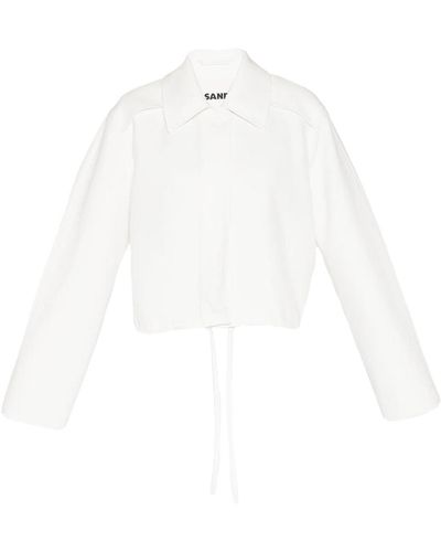 Jil Sander Cropped Drawstring Jacket - White