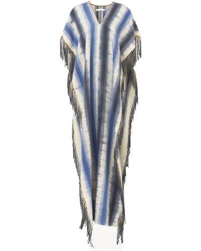 Chloé Striped Cashmere Poncho - Blue