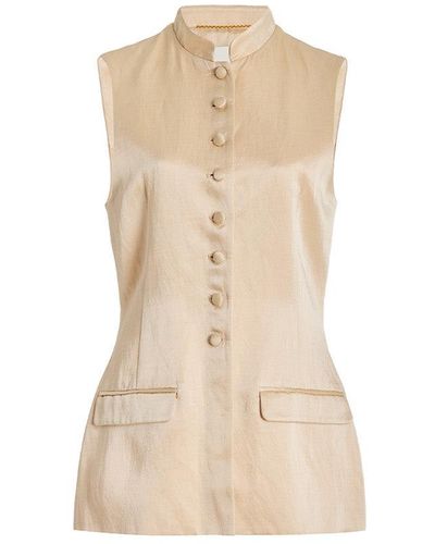 Adam Lippes Tailored Satin Vest - Natural