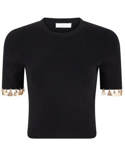 Rabanne Embellished Crop Sweater - Black