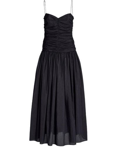 Matteau Gathered Drop Waist Midi Dress - Black