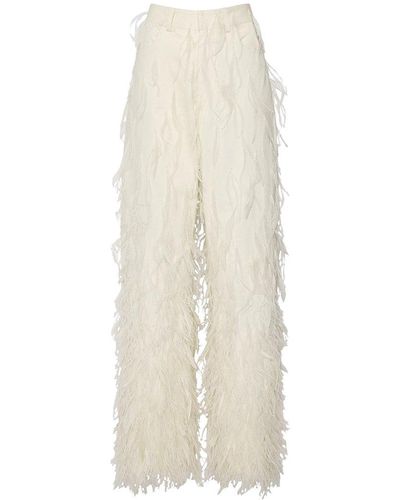 LAPOINTE Twill Pant With Feathers - White