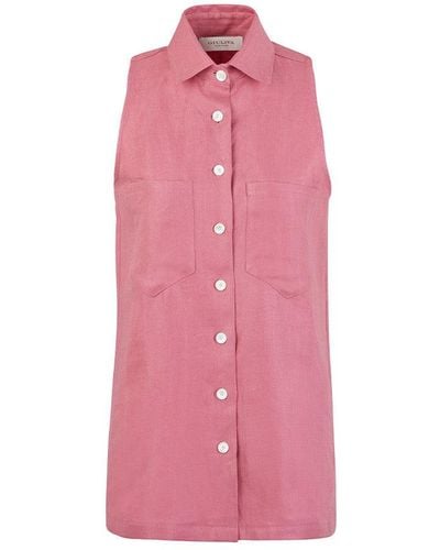 Giuliva Heritage Esme Linen Buttondown - Pink