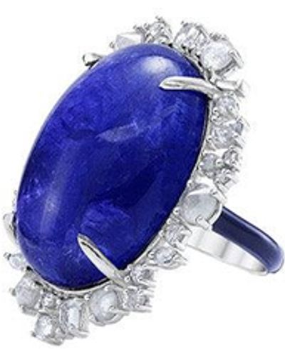 Nina Runsdorf Tanzanite Diamond Enamel Ring - Blue