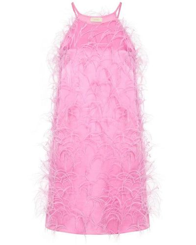 LAPOINTE Feather Mini Dress - Pink