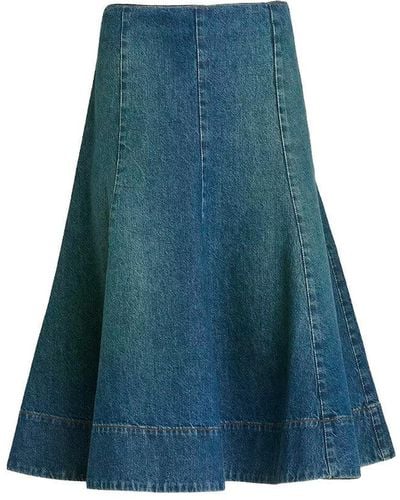 Khaite Lennox Denim Skirt - Blue