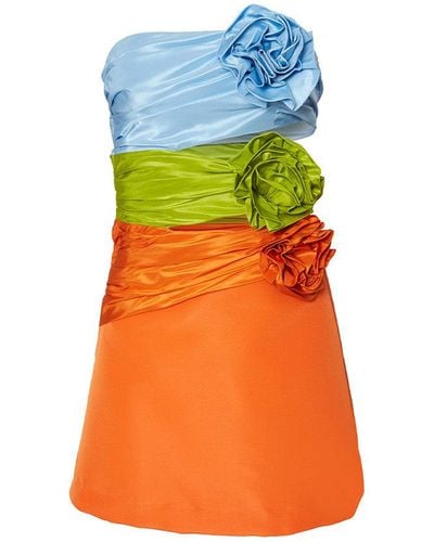 Carolina Herrera Colorblock Flower Minidress - Orange