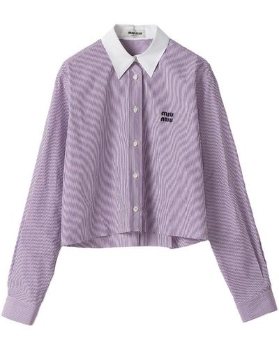 Miu Miu Striped Cotton Shirt - Purple