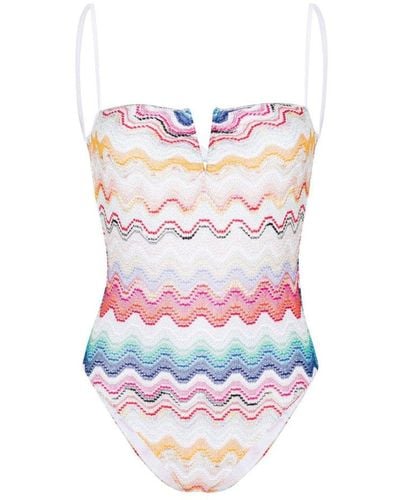 Missoni Knitted-overlay Swimsuit - White
