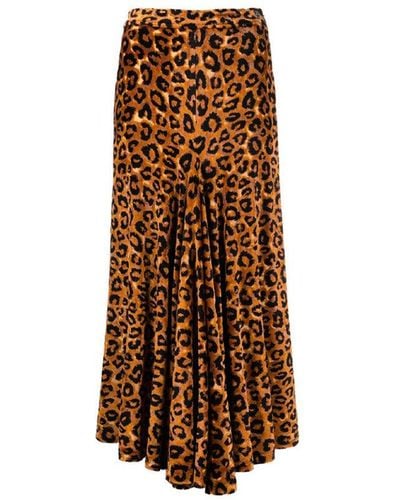 Rabanne Leopard Midi Skirt - Brown