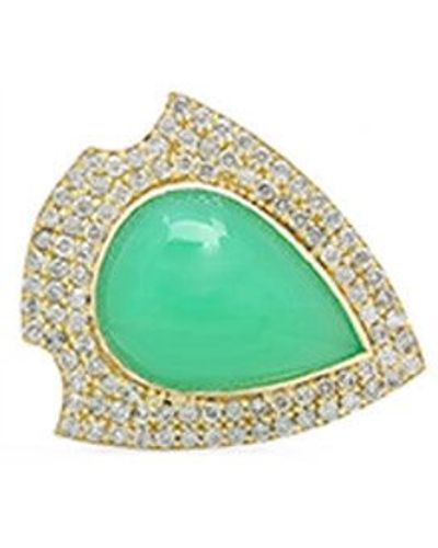 Sig Ward Chrysoprase Shield Diamond Ring - Green