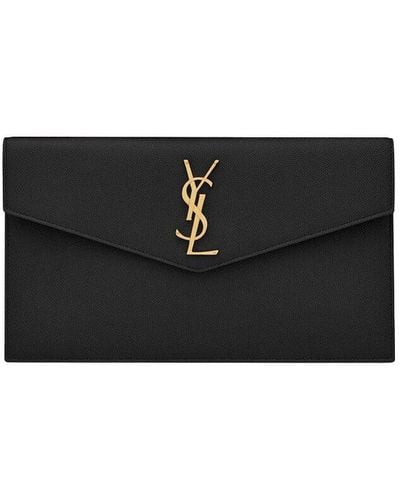 NIB!* NEW SAINT LAURENT YSL Pebbled Leather Uptown Baby Pouch Clutch  Mustard