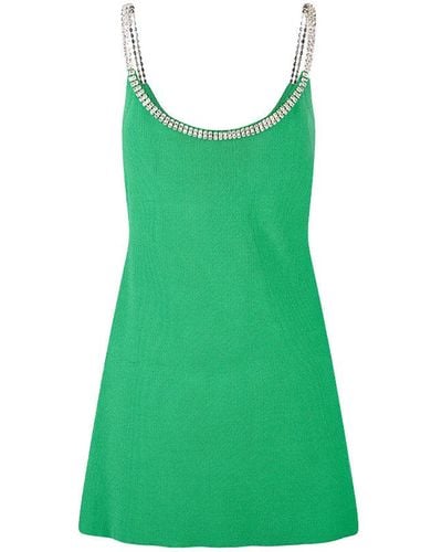Rabanne Embellished Knit Mini Dress - Green
