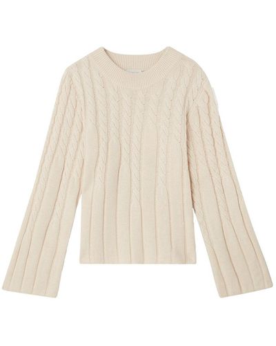 House of Dagmar Cable Knit Sweater - White