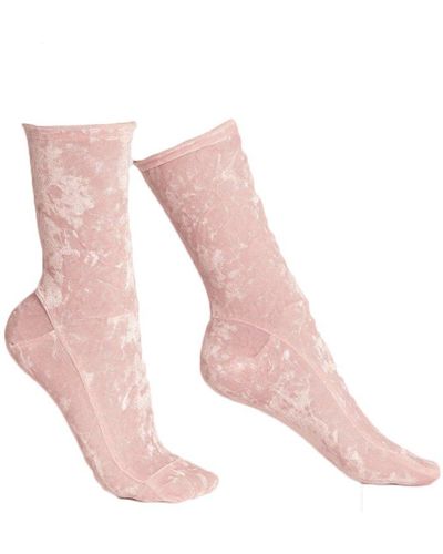 Darner Blush Pink Crushed Velvet Socks
