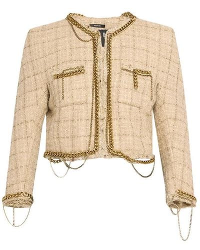 R13 Square Shoulder Tweed Jacket - Natural