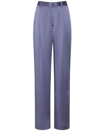 LAPOINTE Satin Relaxed Pleated Pant - Blue
