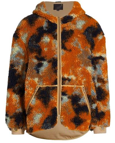 R13 Oversized Zip-up Fleece Hoodie - Orange