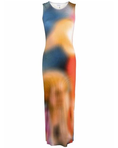 Loewe Blur Print Tank Ribbed Maxi Dress - Multicolour