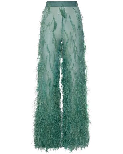 LAPOINTE Organza Ombré Embroidery Trouser - Green