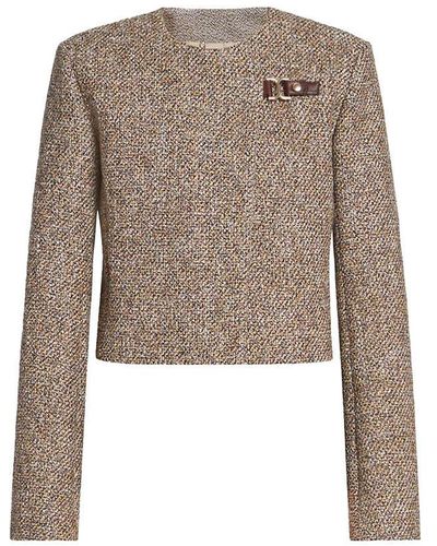 Chloé Cropped Tweed Jacket - Natural